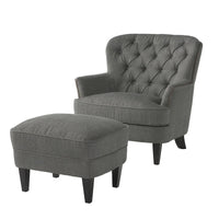 Fauteuil club moderne en tissu de 82,5 cm avec ottoman et clous de tapissier pour salon