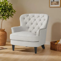 Fauteuil club moderne en tissu de 82,5 cm avec ottoman et clous de tapissier pour salon