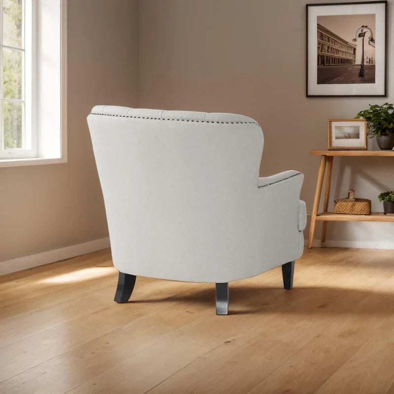 Fauteuil club moderne en tissu de 82,5 cm avec ottoman et clous de tapissier pour salon