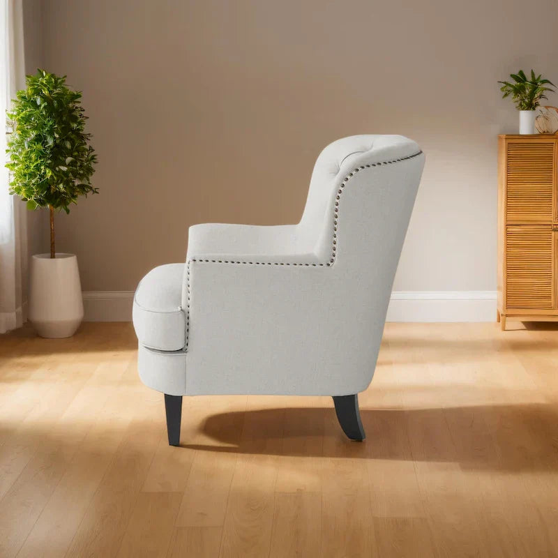 Fauteuil club moderne en tissu de 82,5 cm avec ottoman et clous de tapissier pour salon