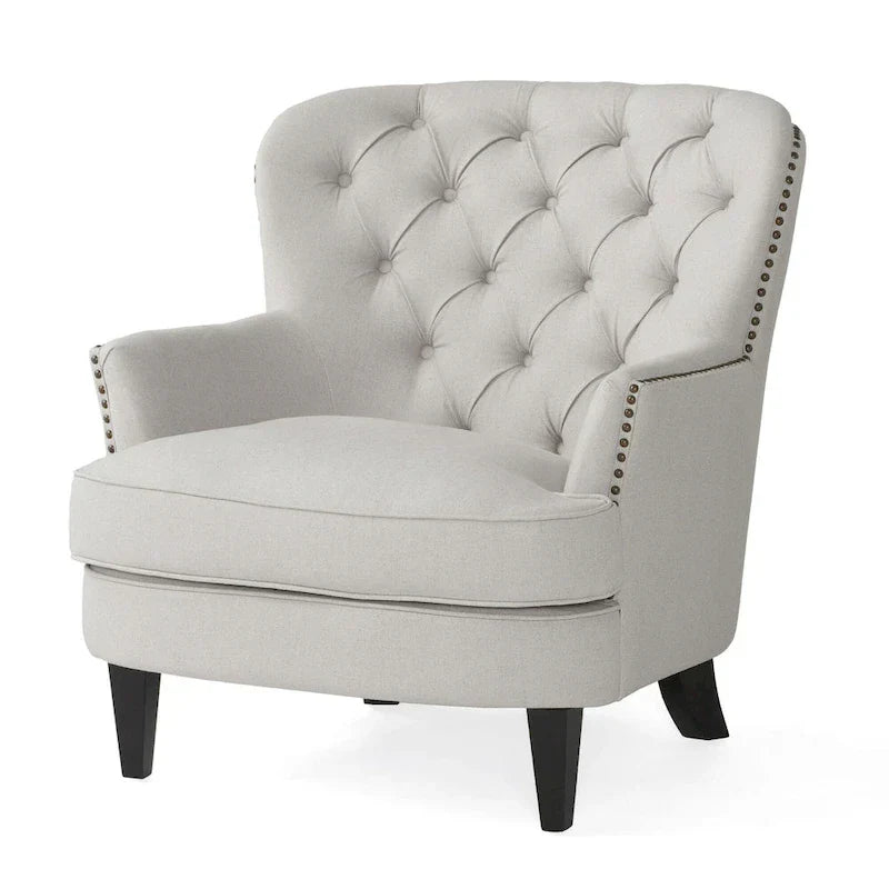 Fauteuil club moderne en tissu de 82,5 cm avec ottoman et clous de tapissier pour salon