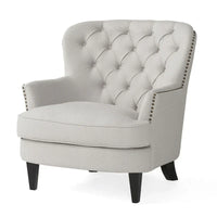 Fauteuil club moderne en tissu de 82,5 cm avec ottoman et clous de tapissier pour salon