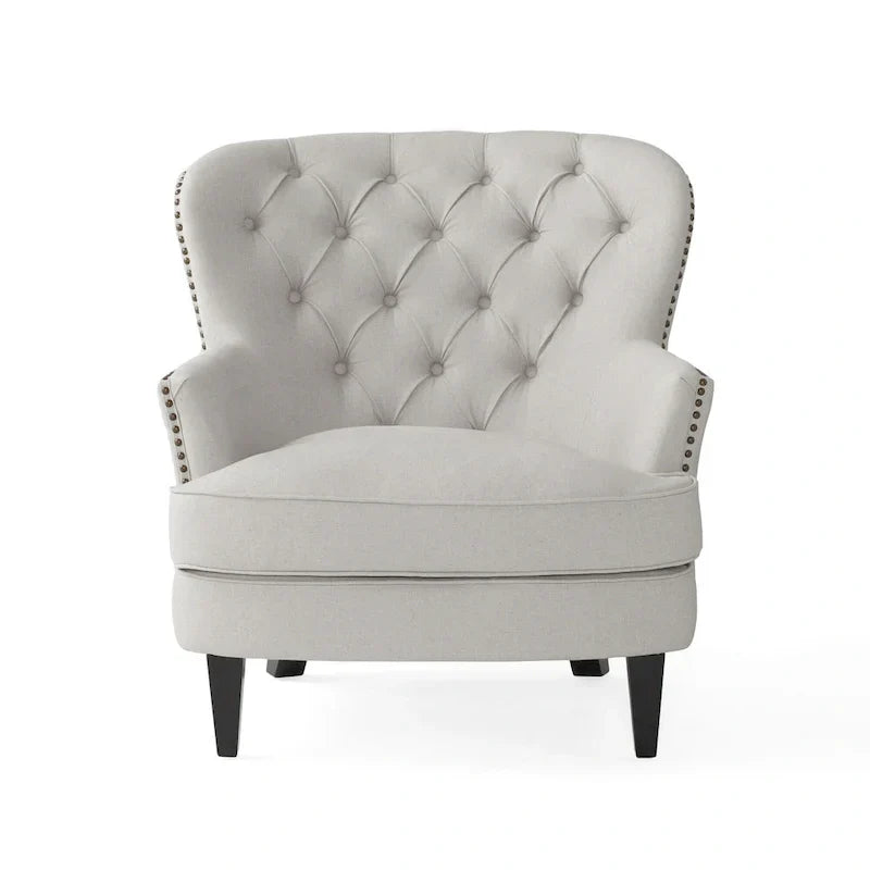 Fauteuil club moderne en tissu de 82,5 cm avec ottoman et clous de tapissier pour salon