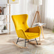 Fauteuil à bascule jaune moderne à dossier haut rembourré 33.1, pieds en bois d'hévéa et structure métallique