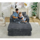Chaise longue surdimensionnée moderne gris foncé de 47,8 po avec pouf et oreillers