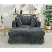 Chaise longue surdimensionnée moderne gris foncé de 47,8 po avec pouf et oreillers