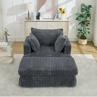 Chaise longue surdimensionnée moderne gris foncé de 47,8 po avec pouf et oreillers