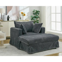 Chaise longue surdimensionnée moderne gris foncé de 47,8 po avec pouf et oreillers