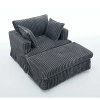 Chaise longue surdimensionnée moderne gris foncé de 47,8 po avec pouf et oreillers