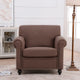 Fauteuil d'appoint marron moderne de 95 cm, rembourré, avec cadre en bois massif et clous décoratifs, pour salon
