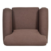 Fauteuil d'appoint marron moderne de 95 cm, rembourré, avec cadre en bois massif et clous décoratifs, pour salon