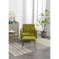 Fauteuil d'appoint capitonné vert olive 32.28 avec ottoman