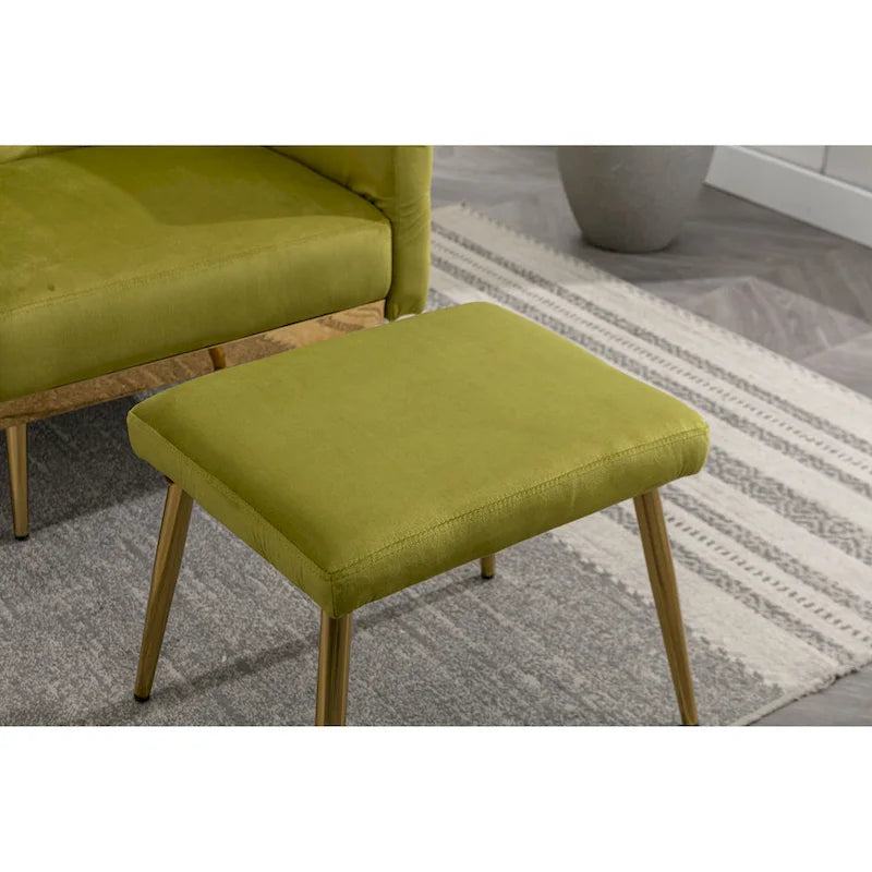 Fauteuil d'appoint capitonné vert olive 32.28 avec ottoman