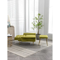 Fauteuil d'appoint capitonné vert olive 32.28 avec ottoman