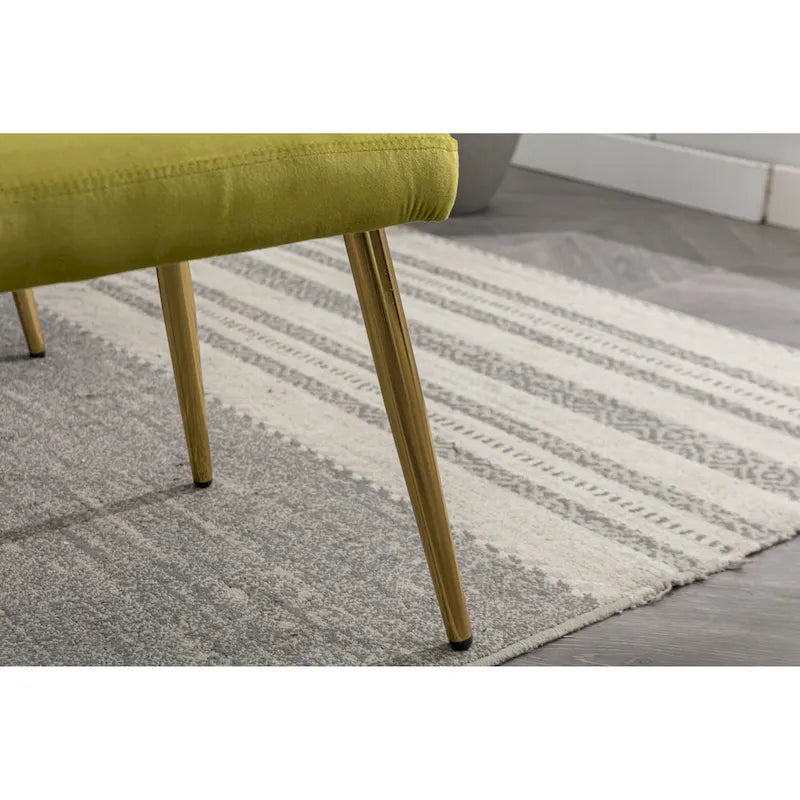Fauteuil d'appoint capitonné vert olive 32.28 avec ottoman