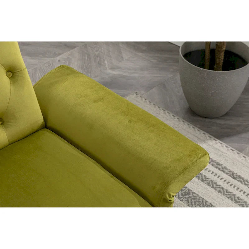 Fauteuil d'appoint capitonné vert olive 32.28 avec ottoman