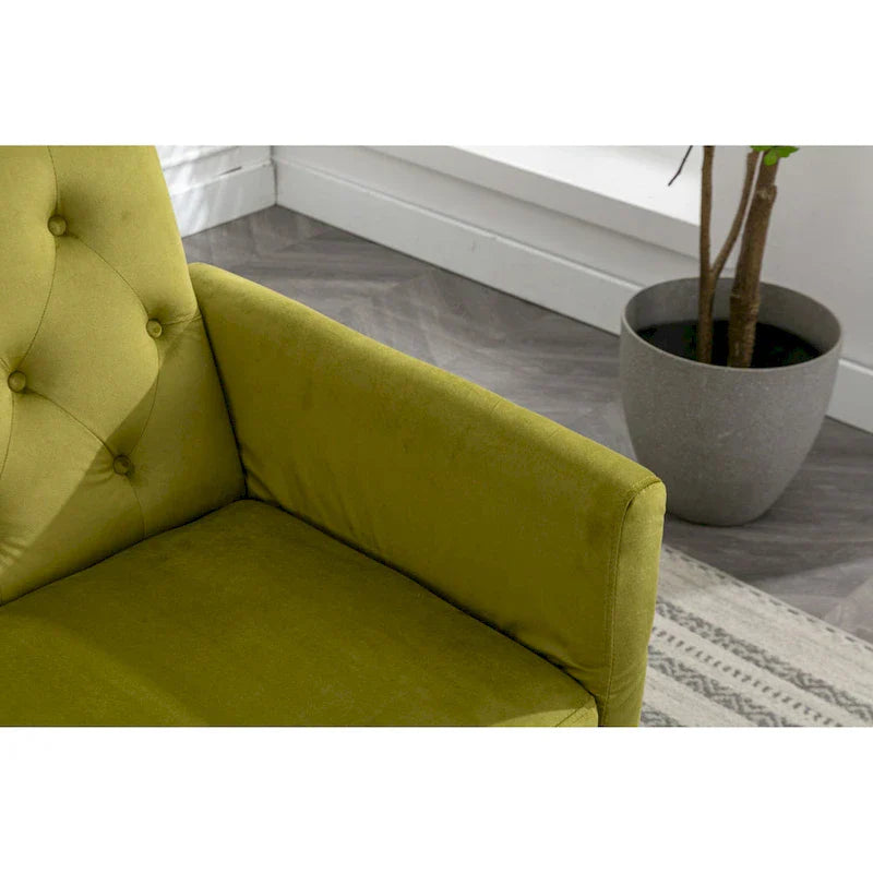 Fauteuil d'appoint capitonné vert olive 32.28 avec ottoman