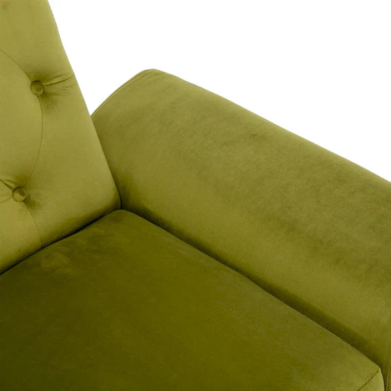 Fauteuil d'appoint capitonné vert olive 32.28 avec ottoman