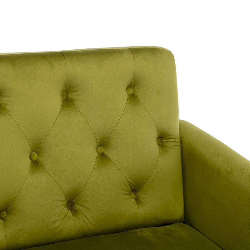 Fauteuil d'appoint capitonné vert olive 32.28 avec ottoman