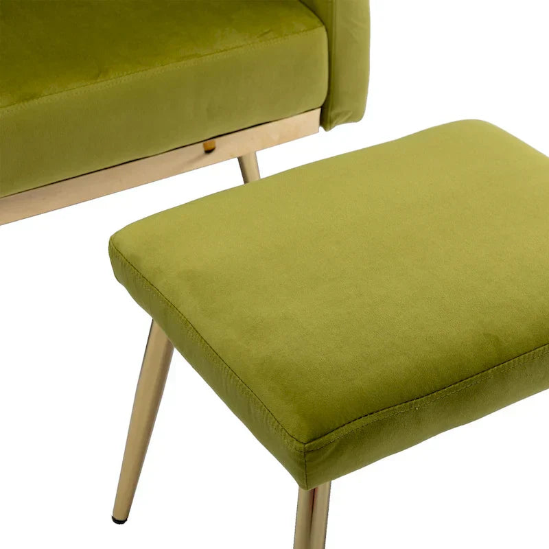 Fauteuil d'appoint capitonné vert olive 32.28 avec ottoman