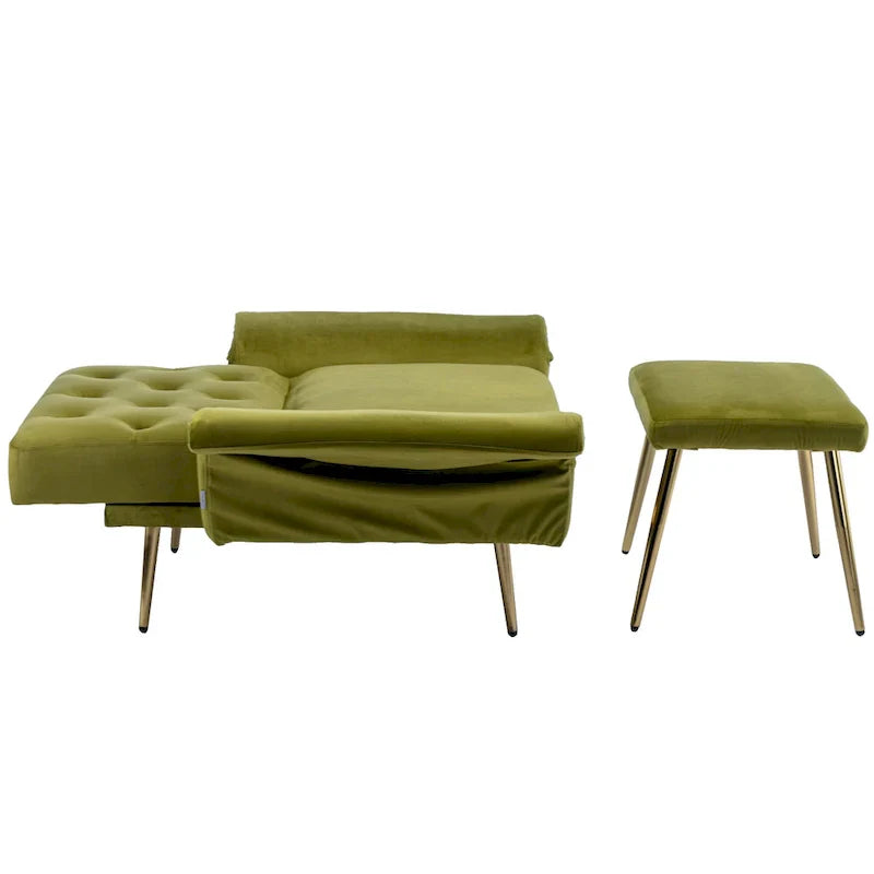 Fauteuil d'appoint capitonné vert olive 32.28 avec ottoman