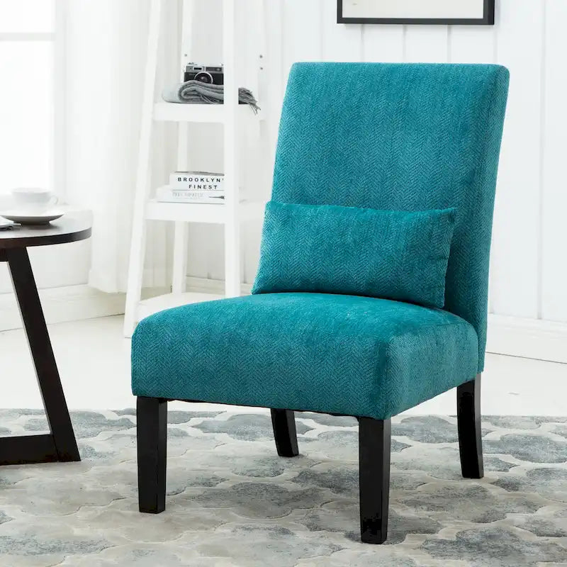 Fauteuil d'appoint dossier haut en polyester bleu sarcelle 31,75 po