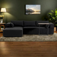 Canapé sectionnel modulable en bouclette 112 avec table d'appoint offerte, assise large et sans assemblage requis