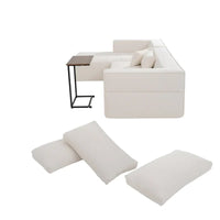 Canapé sectionnel modulable en bouclette 112 avec table d'appoint offerte, assise large et sans assemblage requis