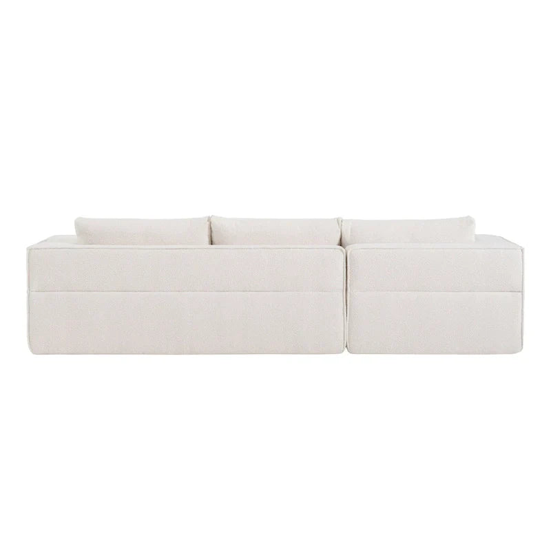 Canapé sectionnel modulable en bouclette 112 avec table d'appoint offerte, assise large et sans assemblage requis