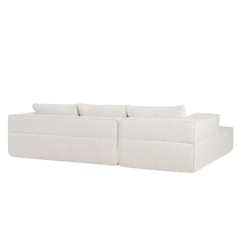 Canapé sectionnel modulable en bouclette 112 avec table d'appoint offerte, assise large et sans assemblage requis
