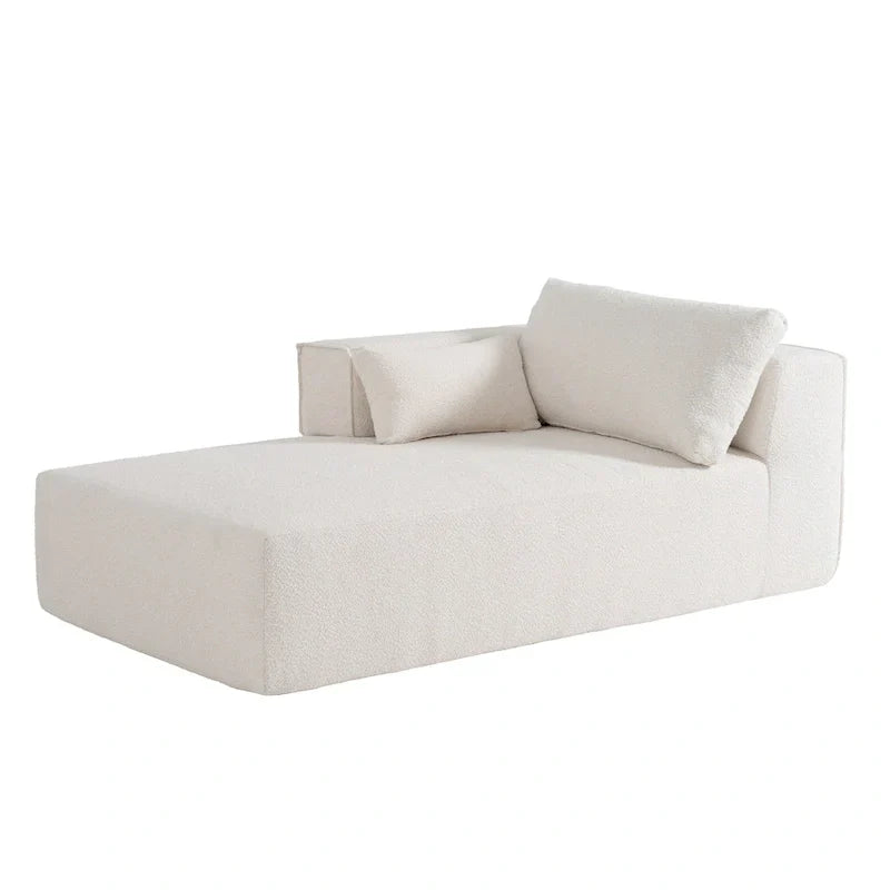 Canapé sectionnel modulable en bouclette 112 avec table d'appoint offerte, assise large et sans assemblage requis