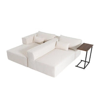 Canapé sectionnel modulable en bouclette 112 avec table d'appoint offerte, assise large et sans assemblage requis
