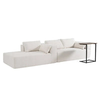 Canapé sectionnel modulable en bouclette 112 avec table d'appoint offerte, assise large et sans assemblage requis