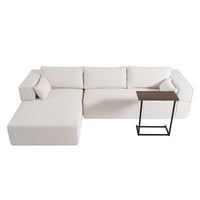 Canapé sectionnel modulable en bouclette 112 avec table d'appoint offerte, assise large et sans assemblage requis