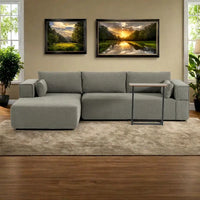 Canapé sectionnel modulable en bouclette 112 avec table d'appoint offerte, assise large et sans assemblage requis