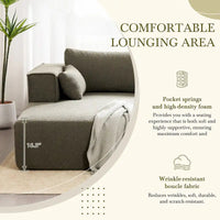 Canapé sectionnel modulable en bouclette 112 avec table d'appoint offerte, assise large et sans assemblage requis