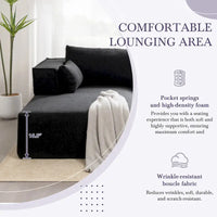 Canapé sectionnel modulable en bouclette 112 avec table d'appoint offerte, assise large et sans assemblage requis