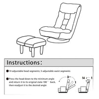 Ensemble Fauteuil Inclinable Manuel Pivotant 360° sans Accoudoirs Rembourré en Bouclette Beige avec Pouf, Appui-Tête et Dossier Réglables