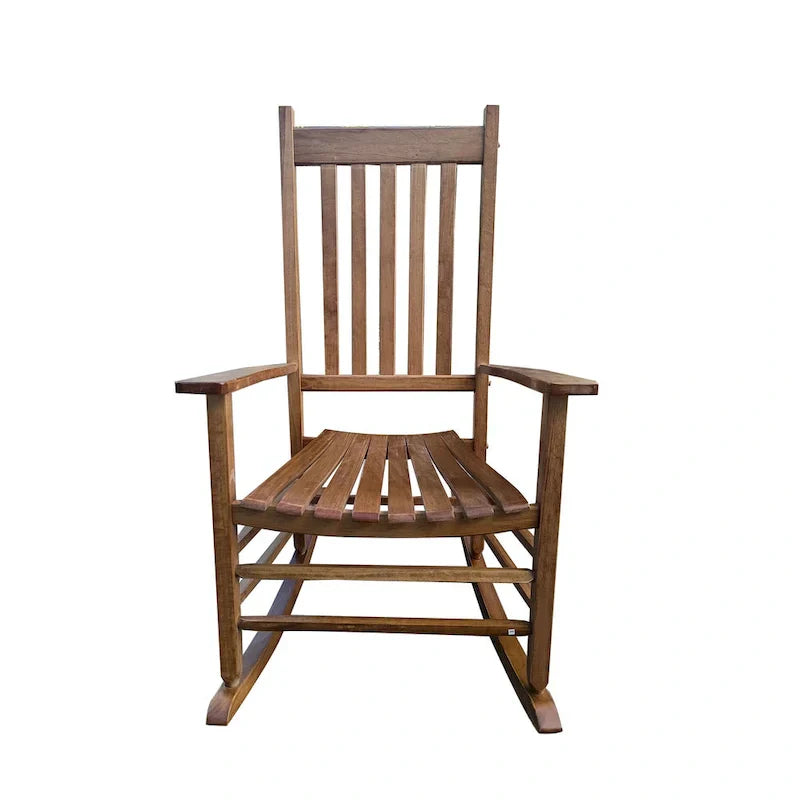 Fauteuil à bascule brun 26.38 à dossier haut avec structure en bois