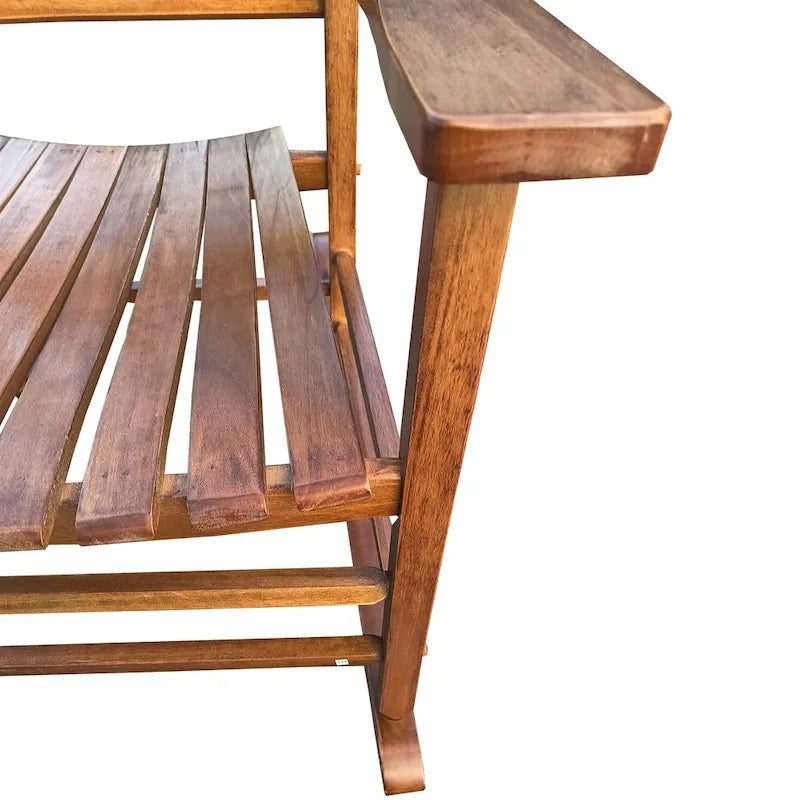 Fauteuil à bascule brun 26.38 à dossier haut avec structure en bois