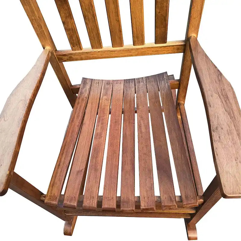 Fauteuil à bascule brun 26.38 à dossier haut avec structure en bois