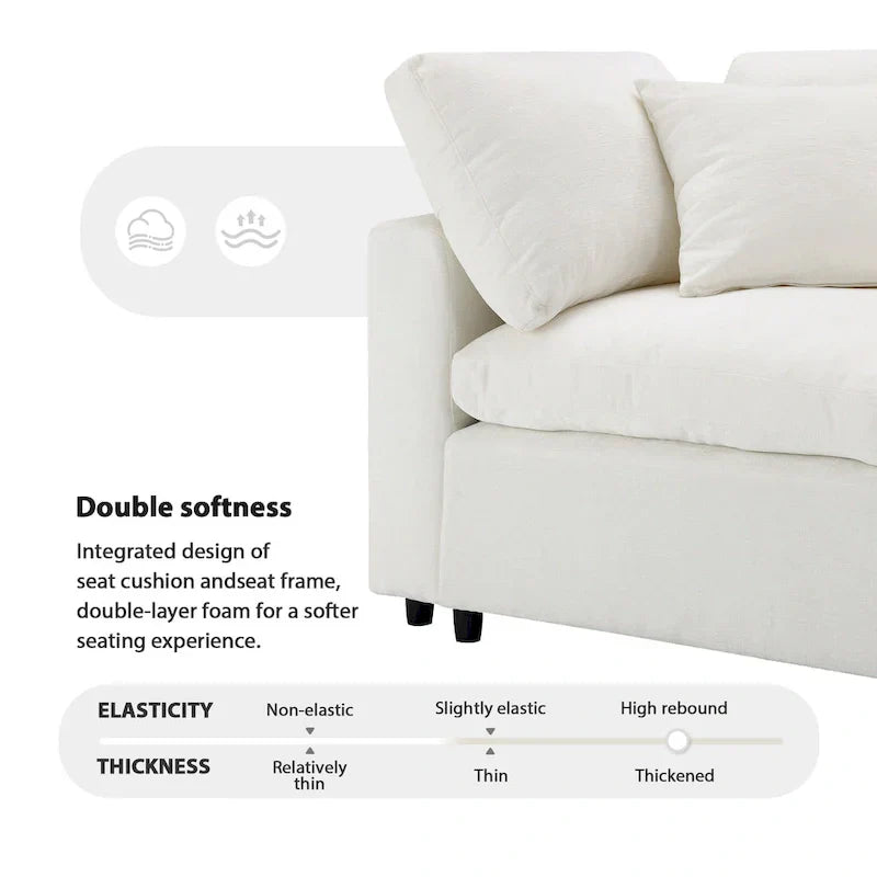 Canapé-lit sectionnel nuage beige 130 en chenille en forme de U, conception modulable 6 pièces
