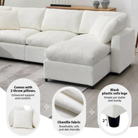 Canapé-lit sectionnel nuage beige 130 en chenille en forme de U, conception modulable 6 pièces