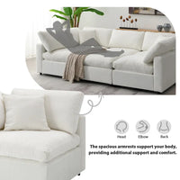 Canapé-lit sectionnel nuage beige 130 en chenille en forme de U, conception modulable 6 pièces