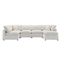 Canapé-lit sectionnel nuage beige 130 en chenille en forme de U, conception modulable 6 pièces