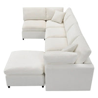 Canapé-lit sectionnel nuage beige 130 en chenille en forme de U, conception modulable 6 pièces