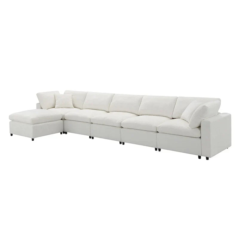 Canapé-lit sectionnel nuage beige 130 en chenille en forme de U, conception modulable 6 pièces