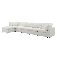 Canapé-lit sectionnel nuage beige 130 en chenille en forme de U, conception modulable 6 pièces