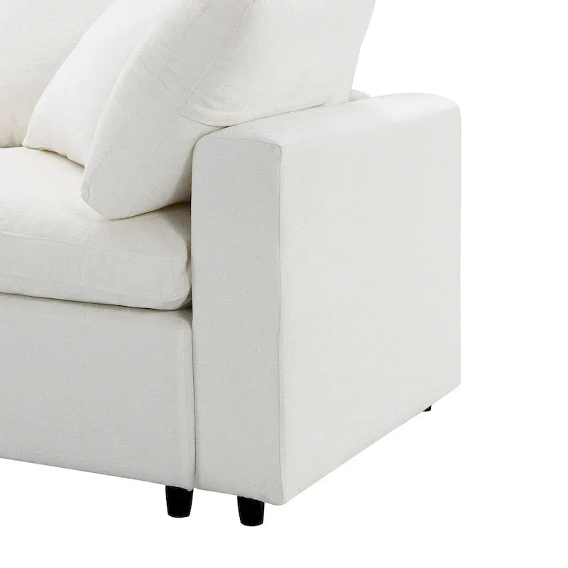 Canapé-lit sectionnel nuage beige 130 en chenille en forme de U, conception modulable 6 pièces