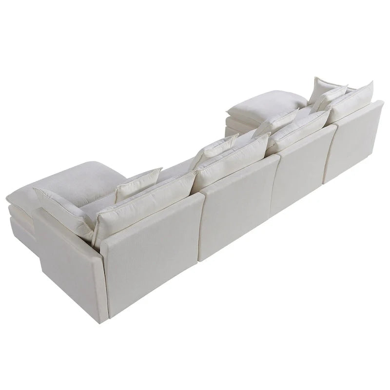 Canapé sectionnel blanc 142.52 en forme de U 6 places